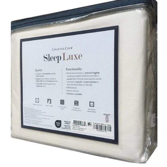 new IVORY Charter Club Sleep Luxe 800 TC 100% Cotton Sateen QUEEN Sheet Set - Picture 5 of 9